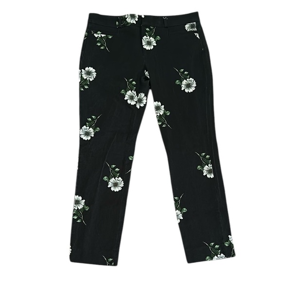 Banana Republic Black and White Pants with Floral Print Size 6 - Picture 1 of 9